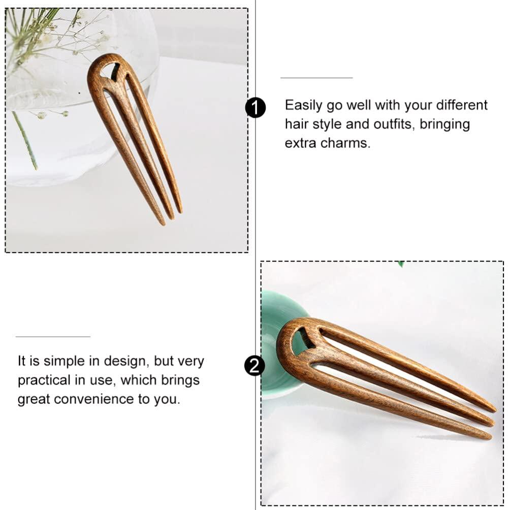 Lurrose Lurrose Hair Chopsticks Hair Forks 3 Prone Hair Pin 3- prong Hair Fork Wooden Hair Stick Wooden Hair Hair for Buns Hair Pin Hair Accessories Wood Hair Fork French Hair Stick Womens Hair Clips