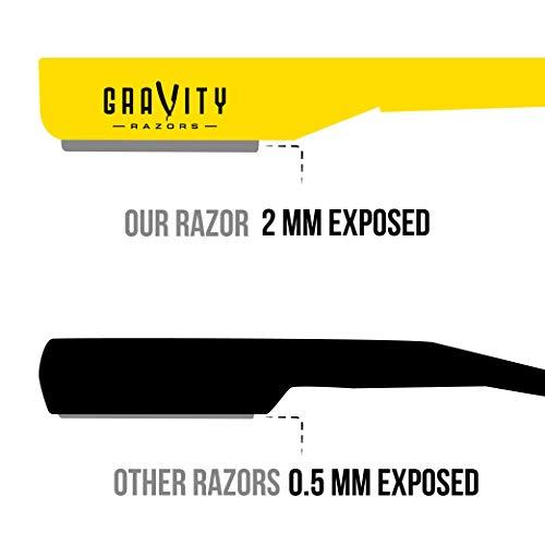 GRAVITY RAZORS Professional Straight Razor - Ultra Exposed Straight Razor Kit with 10 Gravity Premium Blades, 2mm Exposed ("The OG")