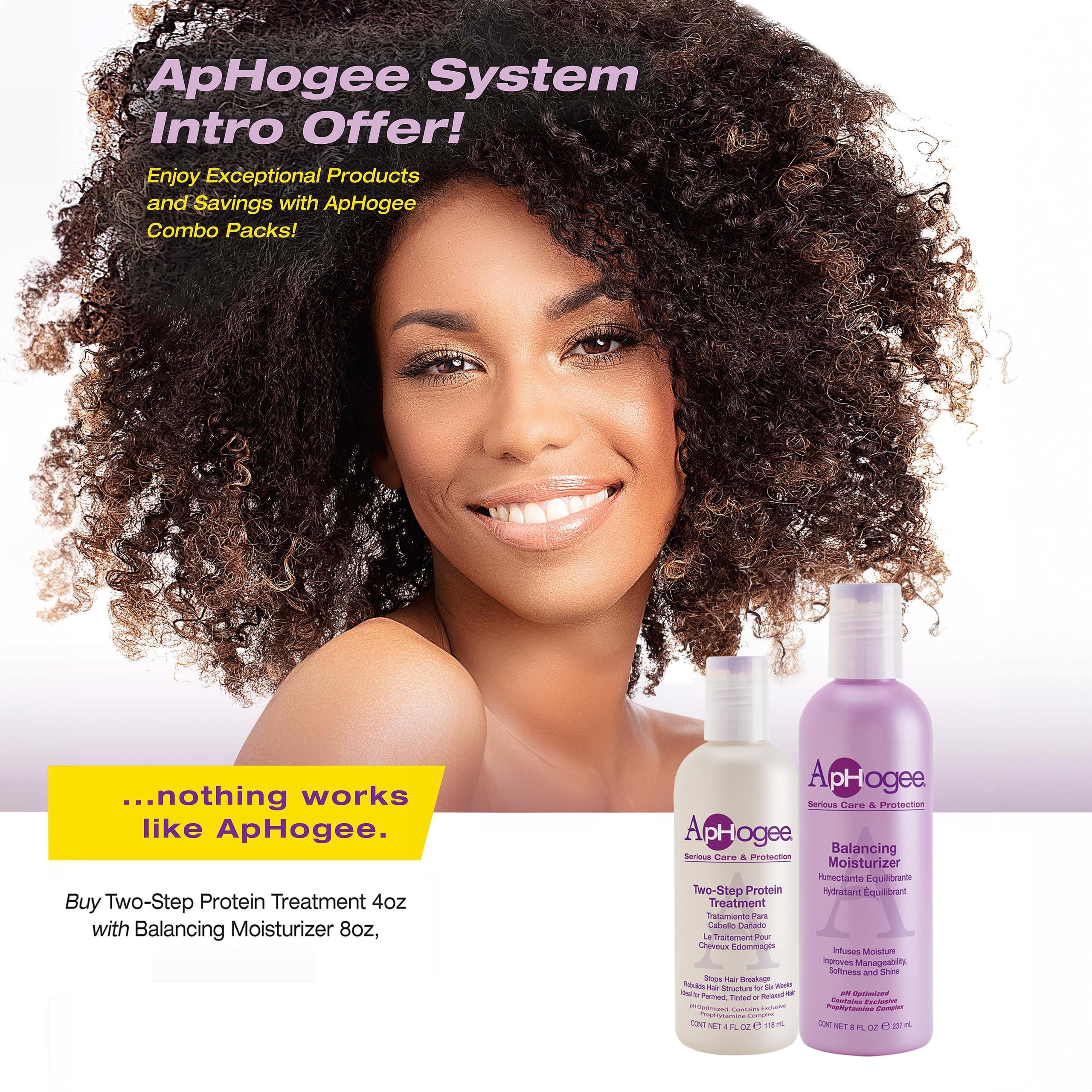 Aphogee Aphogee Serious Hair Care Double Bundle (Twostep Protein Treatment 4 Fl Oz and Balancing Moisturizer 8 Fl Oz)