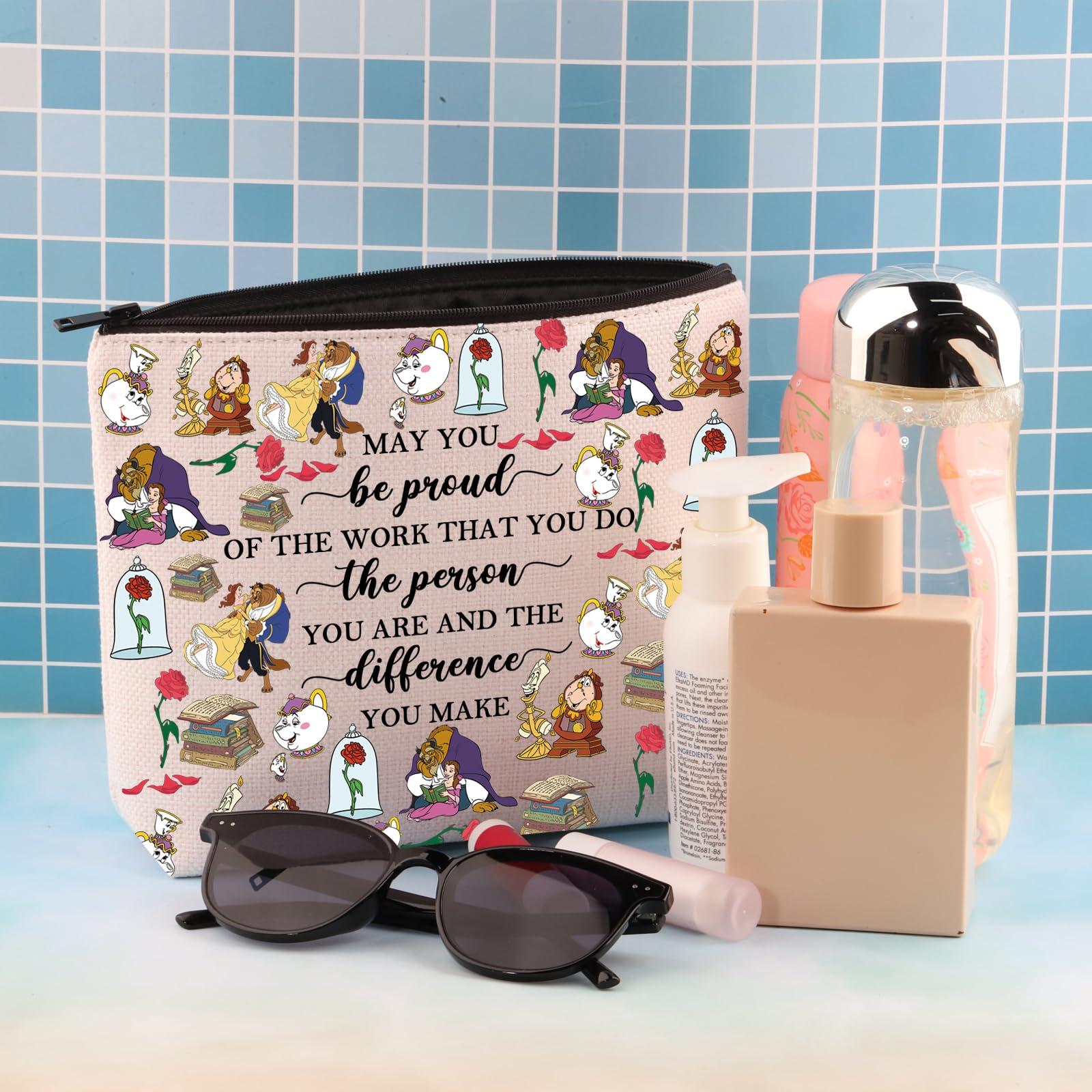 BDPWSS BDPWSS Beauty Beast Story Inspired Gift May You Be Proud Of The Work That You Do The Person You Are Princess Belle Makeup Bag (Be proud beauty bag)