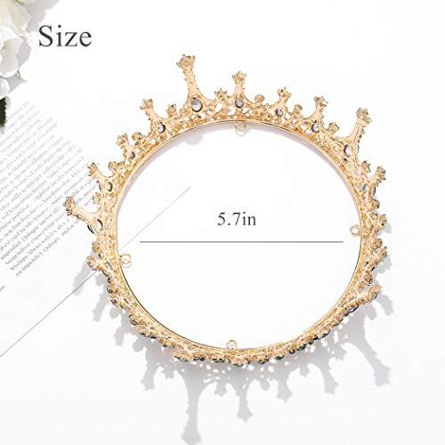 Fairyu Fairyu Baroque Wedding Bride Crown and Tiaras Rhinestone Gemstone Crown Tiaras Queen Bridal Crowns Elegant Roal Hair Accessories for Women and Girls (Green)