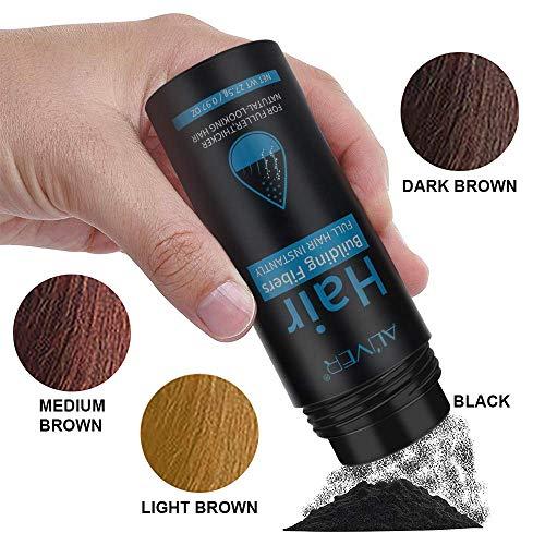 ALIVER Aliver Hair Fibers for Thinning Hair with Spray Dark Brown - Undetectable Natural Formula - Thicker Fuller Hair in 15 Seconds - Conceals Hair Loss & Look Younger - Designed for Men & Women,0.97Oz