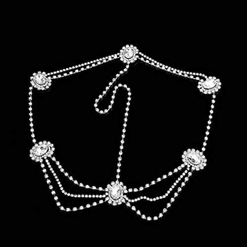 EVILD Evild Rhinestone Bridal Head Chain Silver Sparkly Layered Hair Accessories Wedding Glitter Headpieces for Women and Bride