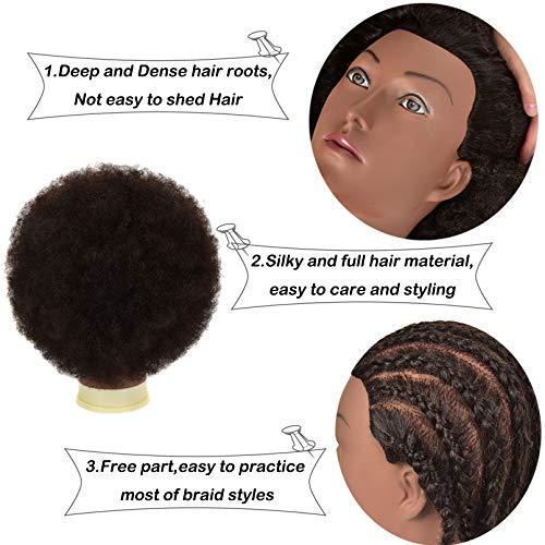 kalyx Kalyx Mannequin Head African American 100% Human Hair Cosmetology Afro Hair Manikin Head for Practice Styling Braiding(9INCH)