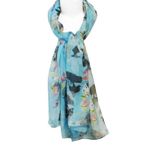 allydrew Allydrew Chiffon Under the Sea Fish Pattern Long Scarf, Blue