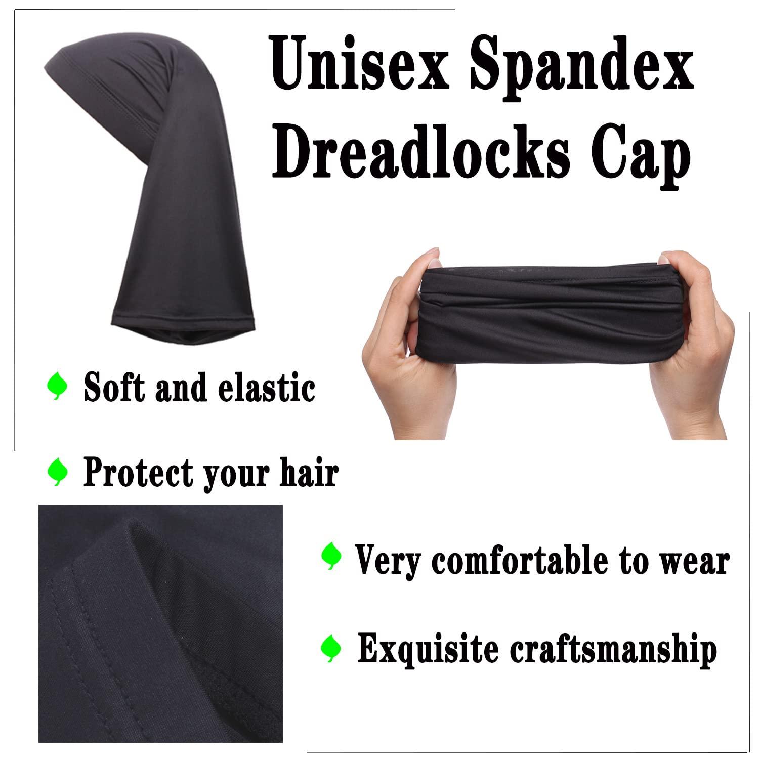 Leeven Leeven 4 Pieces Dreadlock Cap Tube Unisex Bands Elastic Long Hair Dreads Head Wraps Cap Locs Socks for Dreads for Men Women Spandex Dreadlock Cap