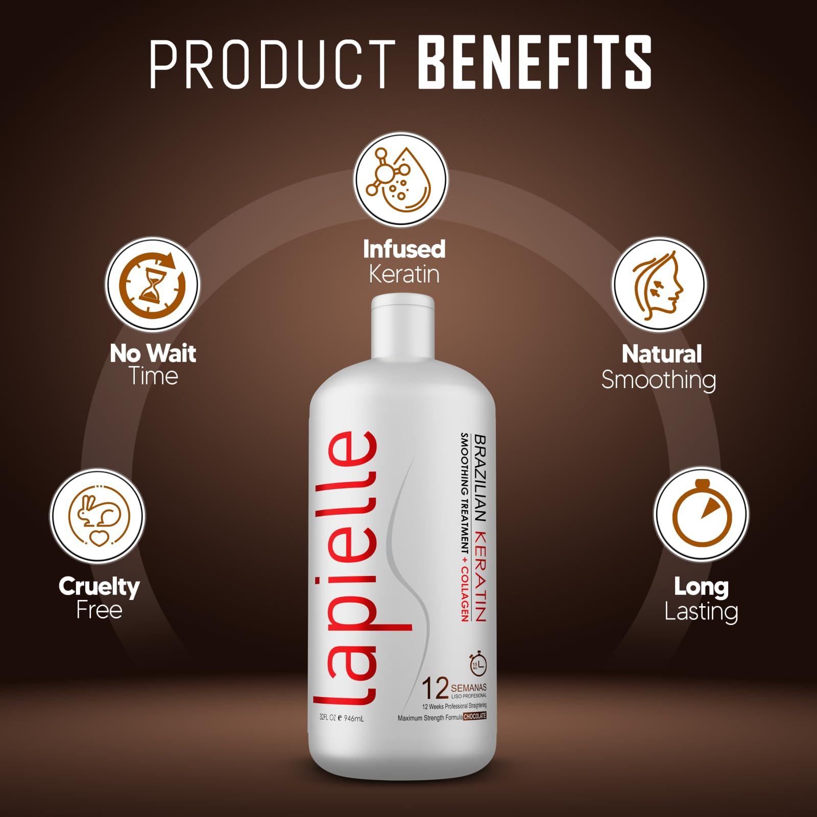 Lapielle Lapielle - Brazilian Keratin with Argan Oil, for Dry and Damaged Hair, Professional use Only(32 FL oz).