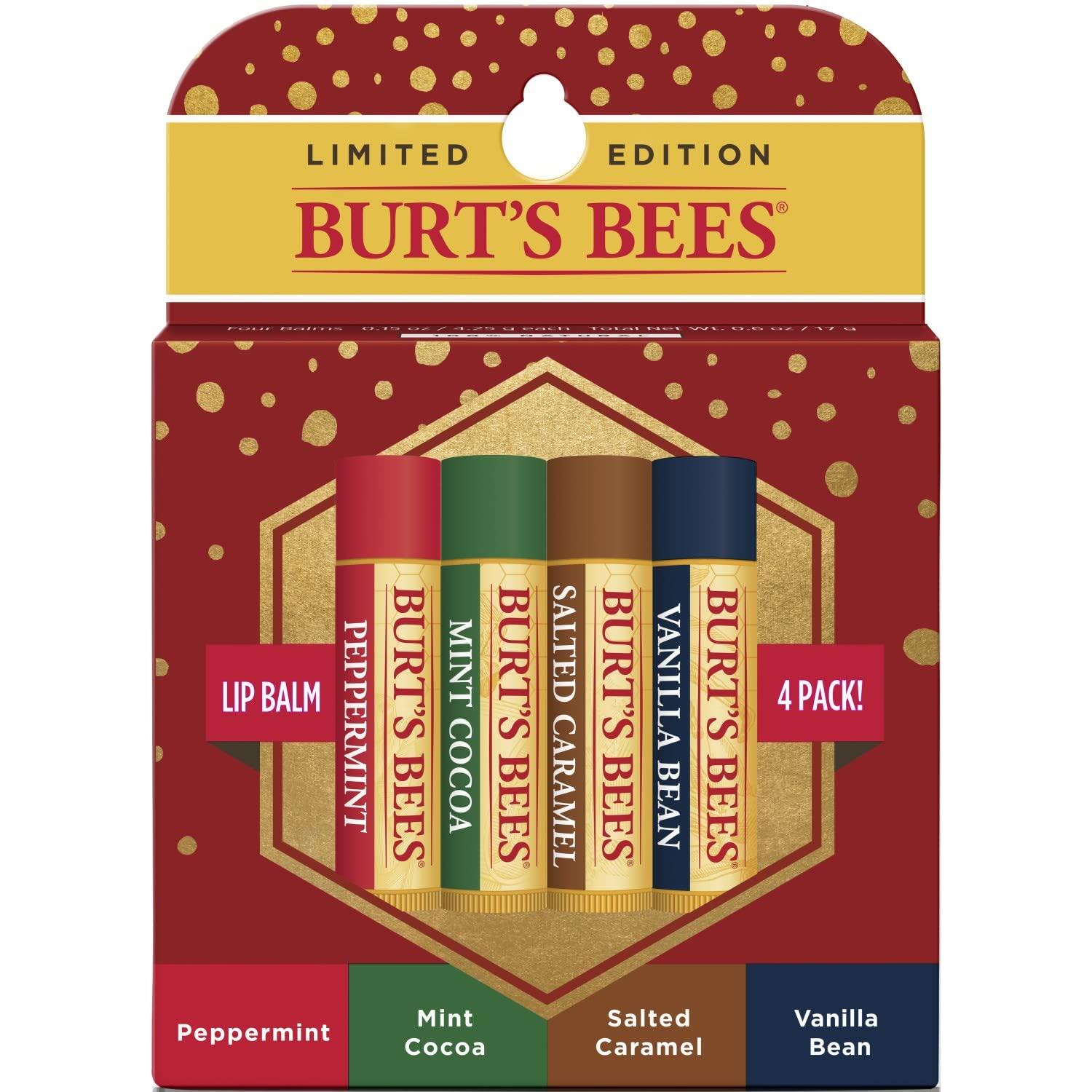 Burts Bees Burts Bees Burts Bees Bliste Kit Limited Edition Unisex 2021 - Lip Balm Pepermint, Mint Cocoa, Salted Caramel, Vanilla Bean SADHB70 4 Piece Set