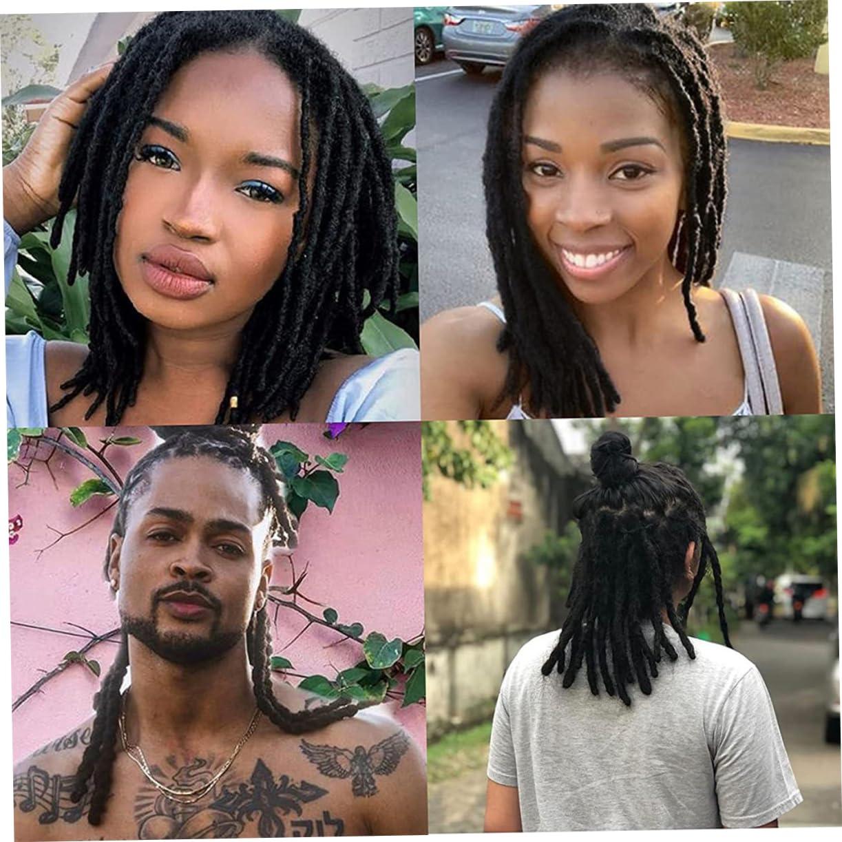 Housoutil Housoutil Real Dreadlocks Hair Bundles Human Hair Dreadlocks Wig Human Hair Bundles Dreadlocks Men Dread Locks Hair Extensions Beads for Hair Wig for Men Hair Extension Clips Black Real Hair