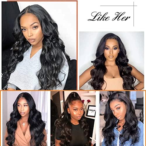 Nadula Nadula Hair 12A Brazilian Body Wave Virgin Human Hair 3 Bundles 10 12 14, 100% Unprocessed Brazilian Wavy Human Hair Weave Extensions for Black Women Natural Color