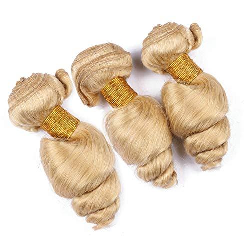 Generic #613 Blonde Loose Wave Brazilian Human Hair 3 Bundles and Frontal Ear to Ear 4Pcs Lot Bleach Blonde Loose Wavy Virgin Human Hair Lace Frontal 13x4 with Weave Wefts (10 10 10 with 8)