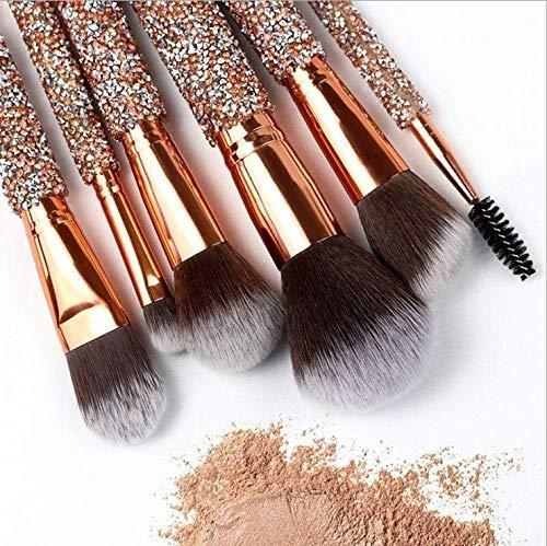 JMKJMJP JMKJMJP 10Pcs Luxury Makeup Brush Set Diamond Rivet Handle Design Crystal Makeup Brush For Face And Eye Makeup Brush Professional Foundation Concealer Eye Shadow Makeup Tool, Brown(Brown)