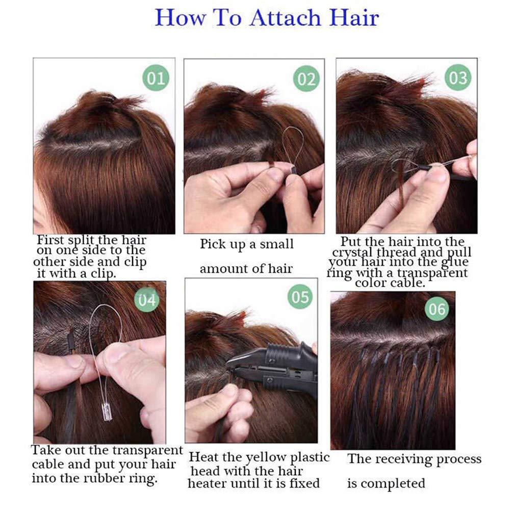 Drasawee Drasawee 1 Gram Micro Ring Loop Fish Line Hair Extensions Wavy Long Remy Hair Extensions Women\'s Wigs-Gift 20\'\' 100 strands/set 20#