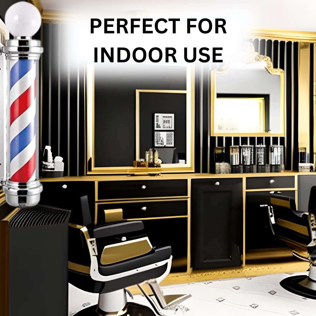 OMWAH Classic Barber Pole 34. 5" Rotating LED Stripes Light Hair Salon Open Sign Red White Blue Waterproof Indoor/Outdoor