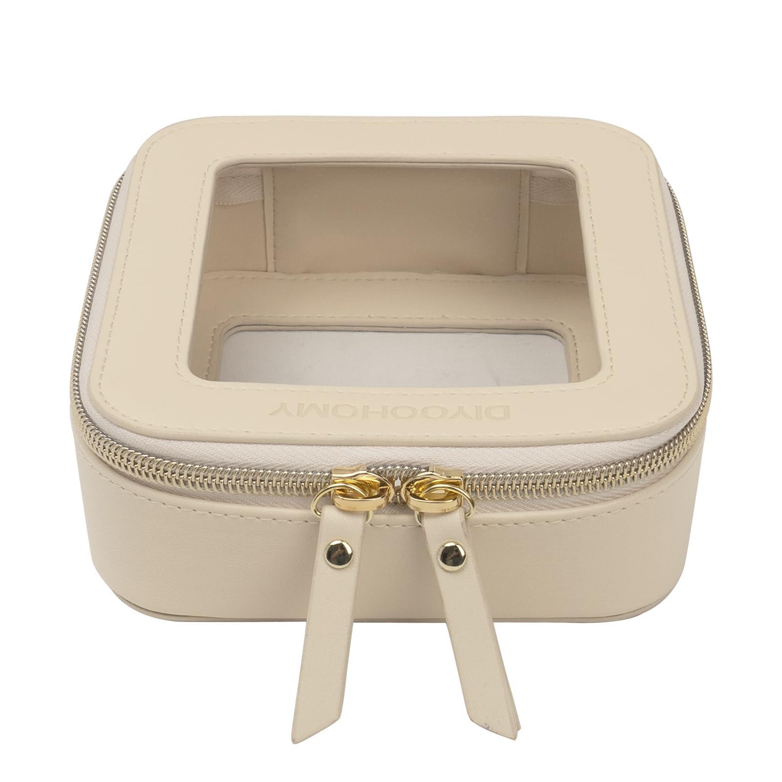 DIYOOHOMY DIYOOHOMY Clear Makeup Bag with Zipper, Black Travel Calpak Toiletry Bag for Women, Mini Leather Cosmetic Organizer Case, Small Portable Purse Pouch