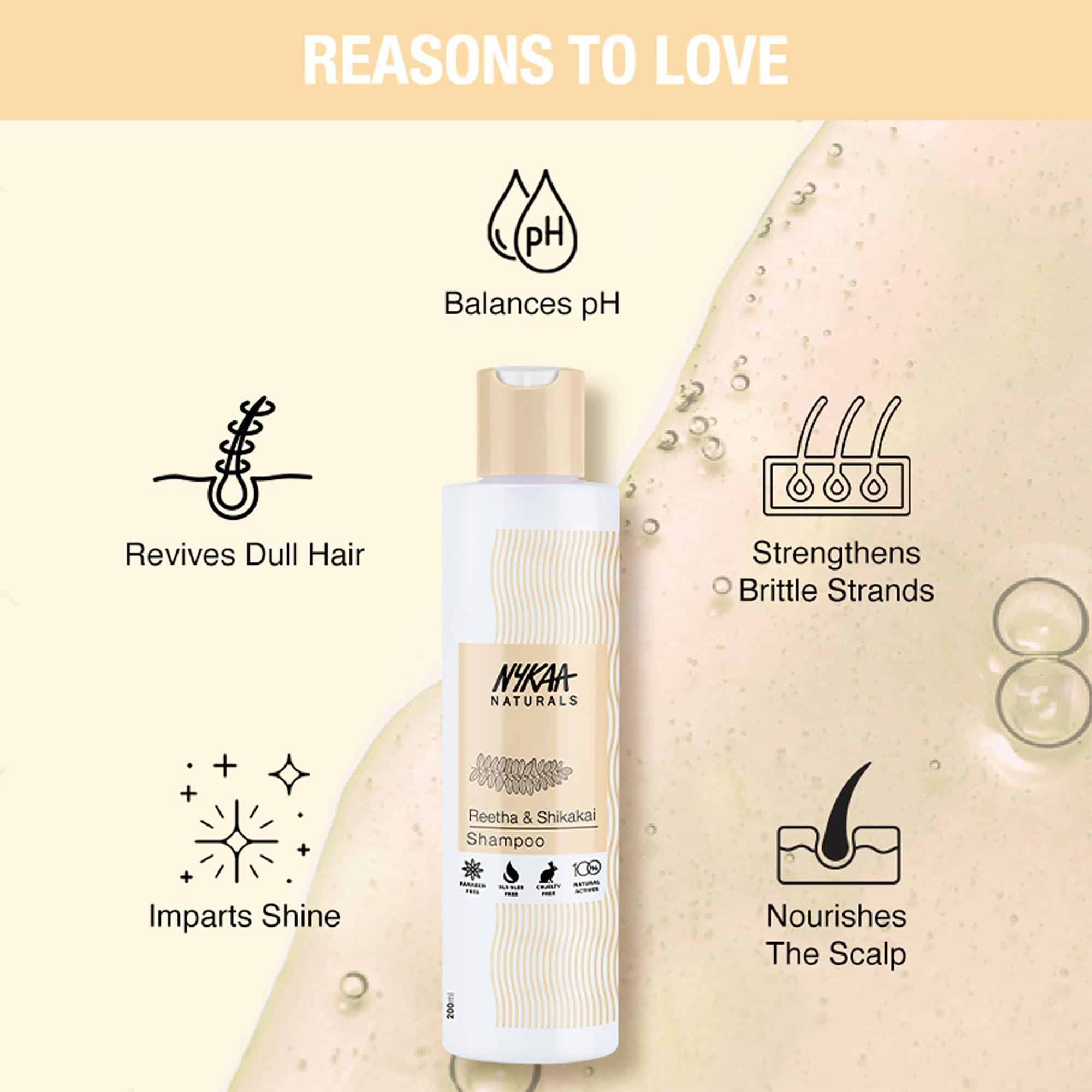Nykaa Naturals Nykaa Naturals Shampoo, Reetha and Shikakai, 6.76 oz - Hair Growth Shampoo - Revives Dull Hair and Strengthens Roots - Safe for Colored Hair