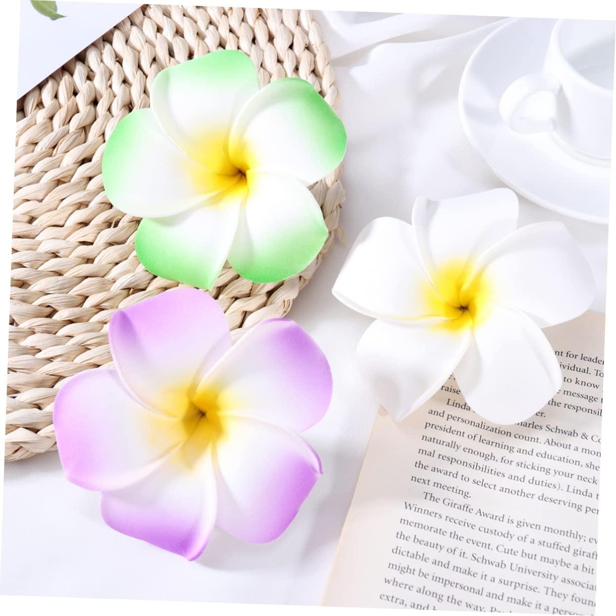 Gogogmee Gogogmee 20pcs 9cm Hawaiian Plumeria Flower Hairpins Hair Clip Bridal Barrette for Tropical Beach Wedding Event Decorations