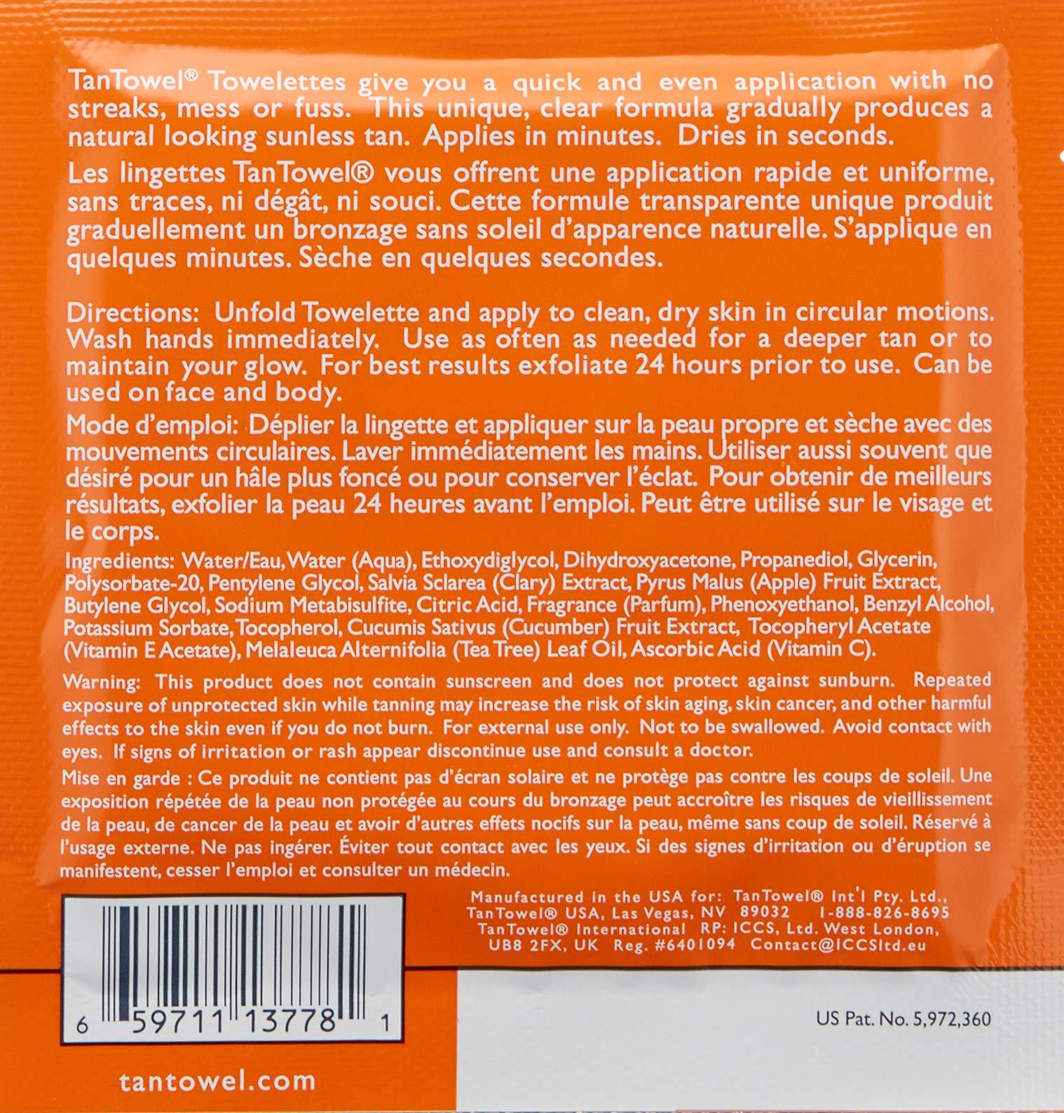 Tan Towel TanTowel Full Body Tan Towelettes - 5 Pack, Dark, 0.5 Fl Oz (Pack of 5)