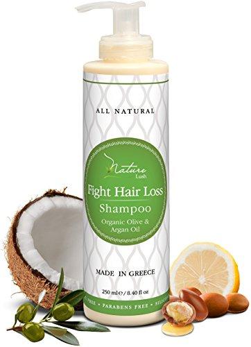 Nature Lush Nature Lush Organic Argan Anti-Hair Loss Shampoo with Rich Vitamins – Sulfate Free & Rich Saw Palmetto DHT Hair Root Treatment – for Men & Women - 100% Pure, Natural – All Hair Types (250 ml)