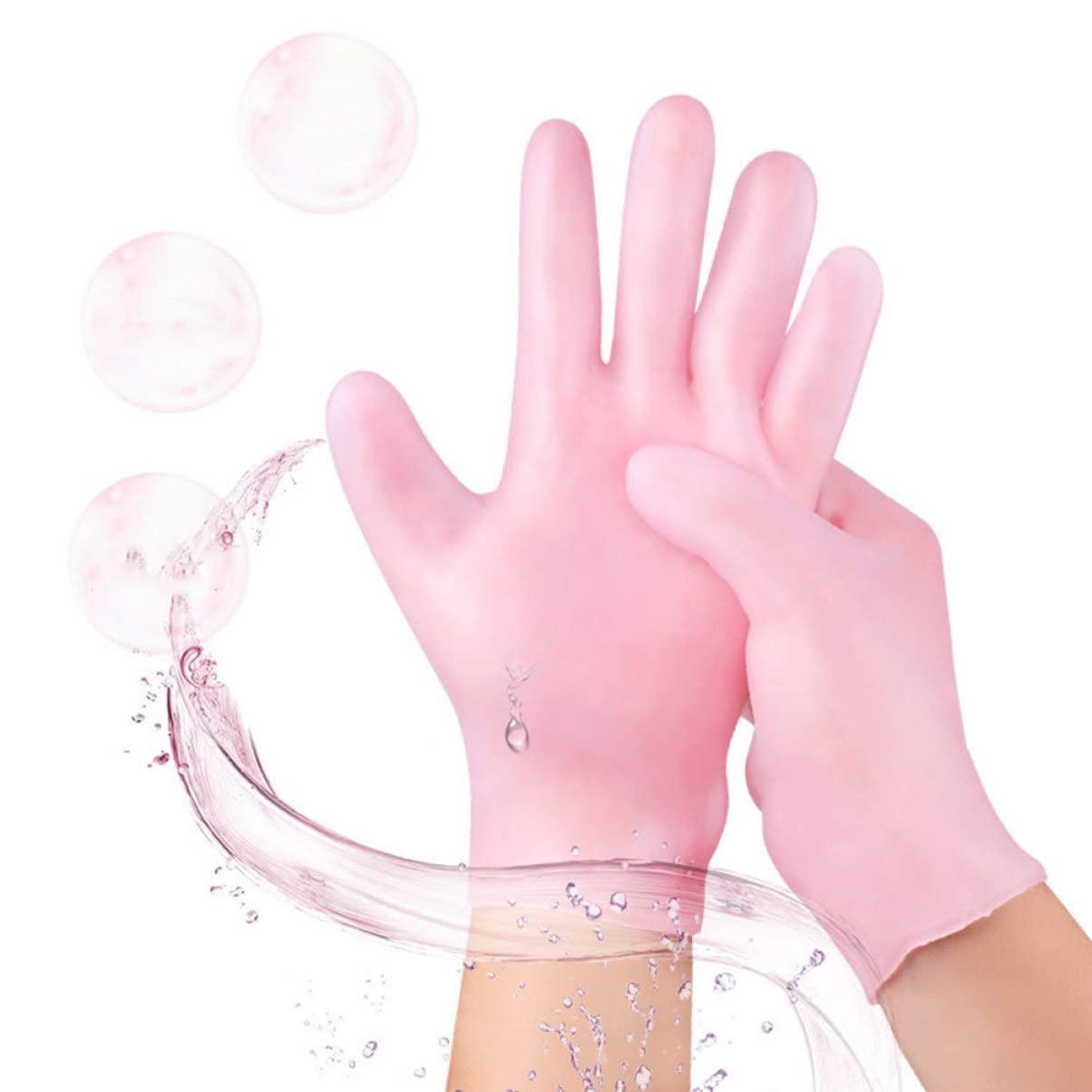 WOONEKY WOONEKY 1 Set Hydrating Sock Gloves Foot Care Socks Moisturizing Soften Socks Exfoliating Gloves Sock Spa Socks Gloves Cracked Foot Socks Full Finger Waterproof Gloves Gel Pink Sebs