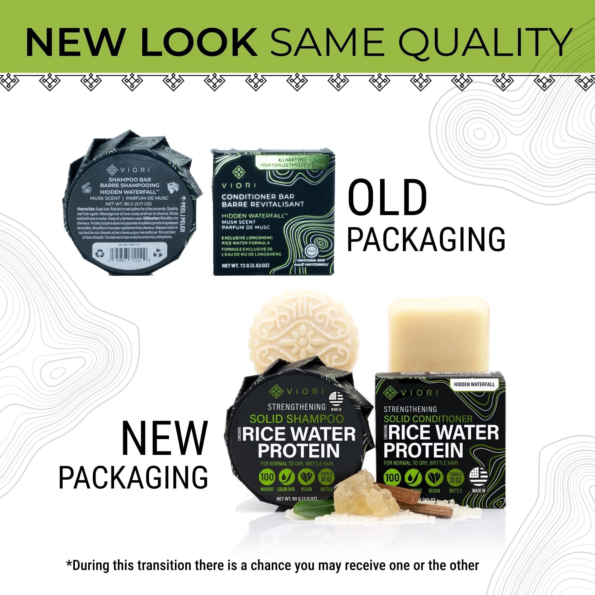 Viori Viori Hidden Waterfall Shampoo and Conditioner Bar Set Made with Rice Water - Handcrafted Sulfate Free Shampoo and Conditioner