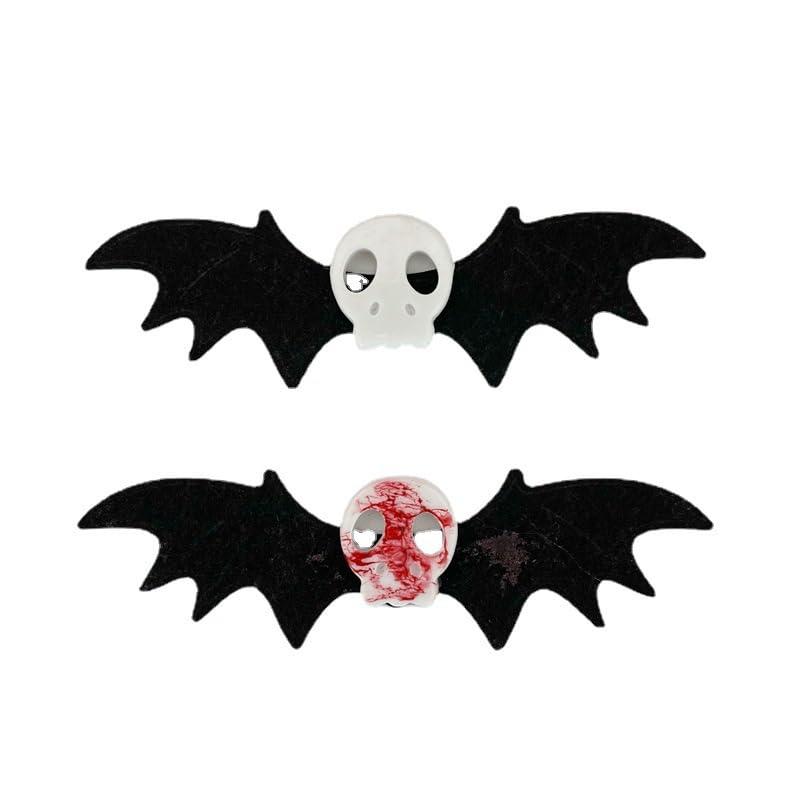 BBTDIN Halloween Skull Clip Bat Wing Halloween Punk Goth Bow Halloween Skeleton Bat Wings Clips BHWH40 (A3)