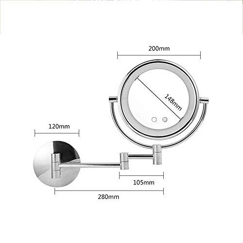KMMK KMMK Special Mirror for Makeup,8 Inches Wall Mount Led Vanity Makeup Mirrors Double Sides 3X Magnifying Lights Dimming Hotel Bathroom Shaving Cosmetic Mirror Folding Arms Mirrors