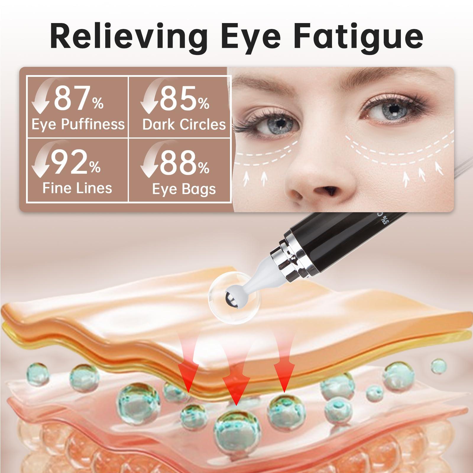 mopayzer Caffeine Eye Cream for Puffiness & Dark Circles, Under Eye Cream for Puffy Eyes, Eye Bags & Wrinkles, 2 PCS Anti Aging Eye Serum with Under Eye Roller, Reduces Fine Lines & Moisturize Skin.