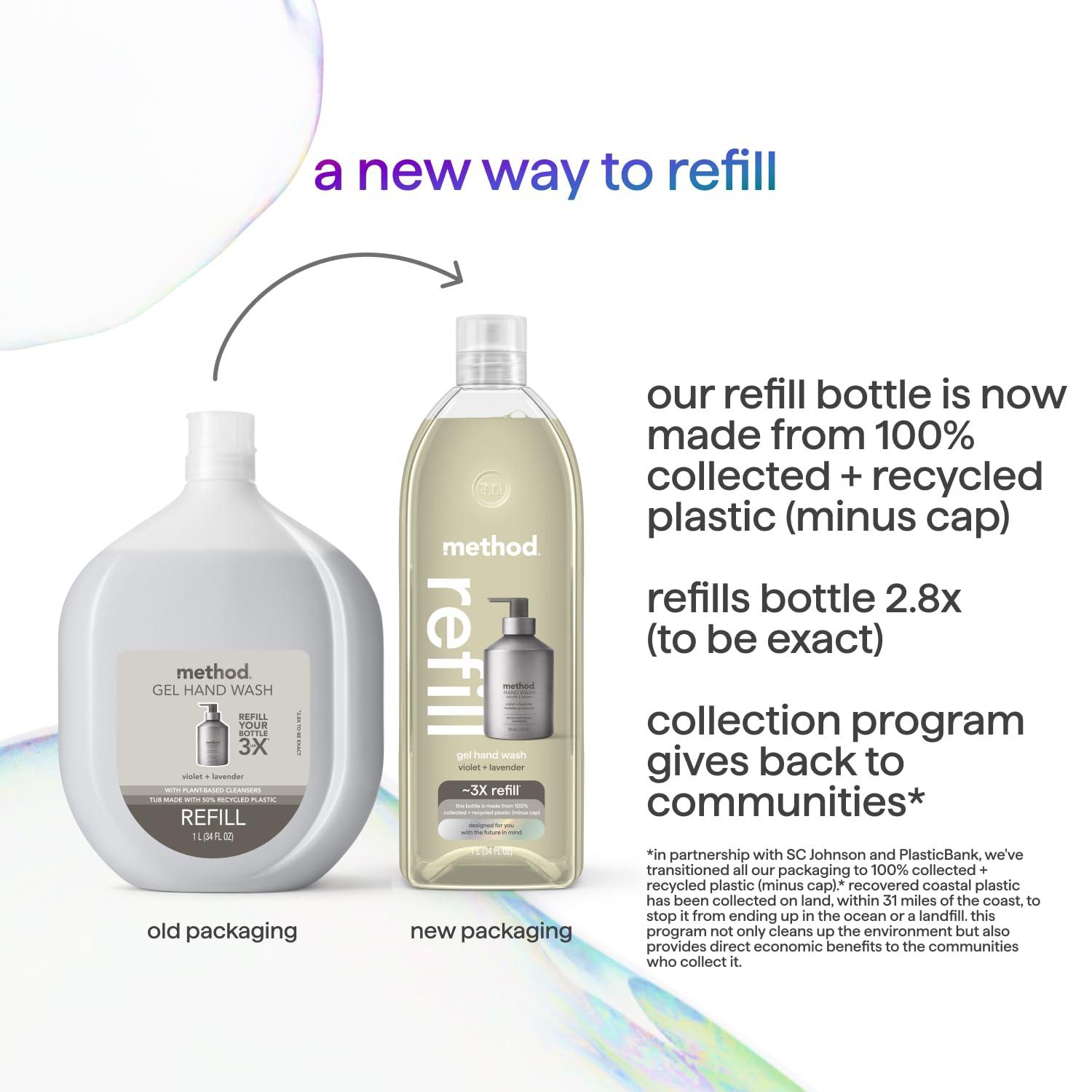 Method Method Premium Gel Hand Wash Refill, Violet + Lavender, 34 Ounce, 1 pack, Packaging May Vary (Packaging May Vary)