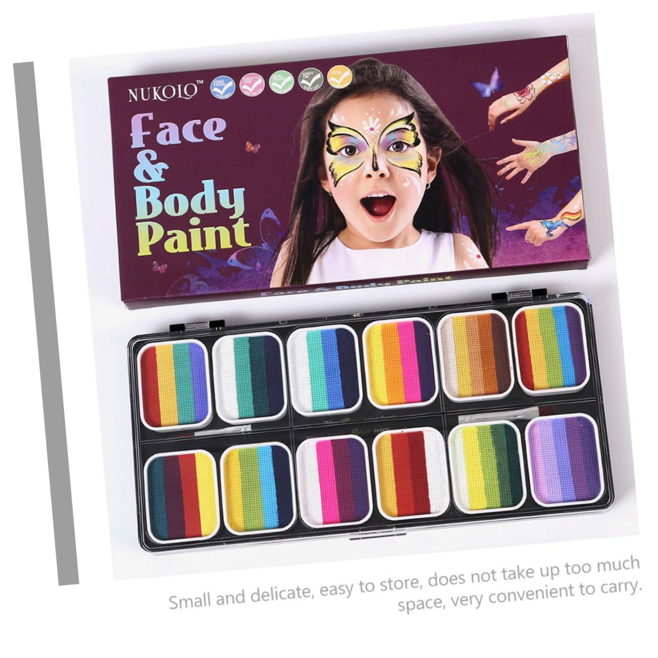 Ipetboom Ipetboom Face Body Paint Kit with 12 Color Gradient Rainbow Strips Non-shiny Pearl Mixed Body Painting Paint Set Water-activated Art Kit for Cosplay