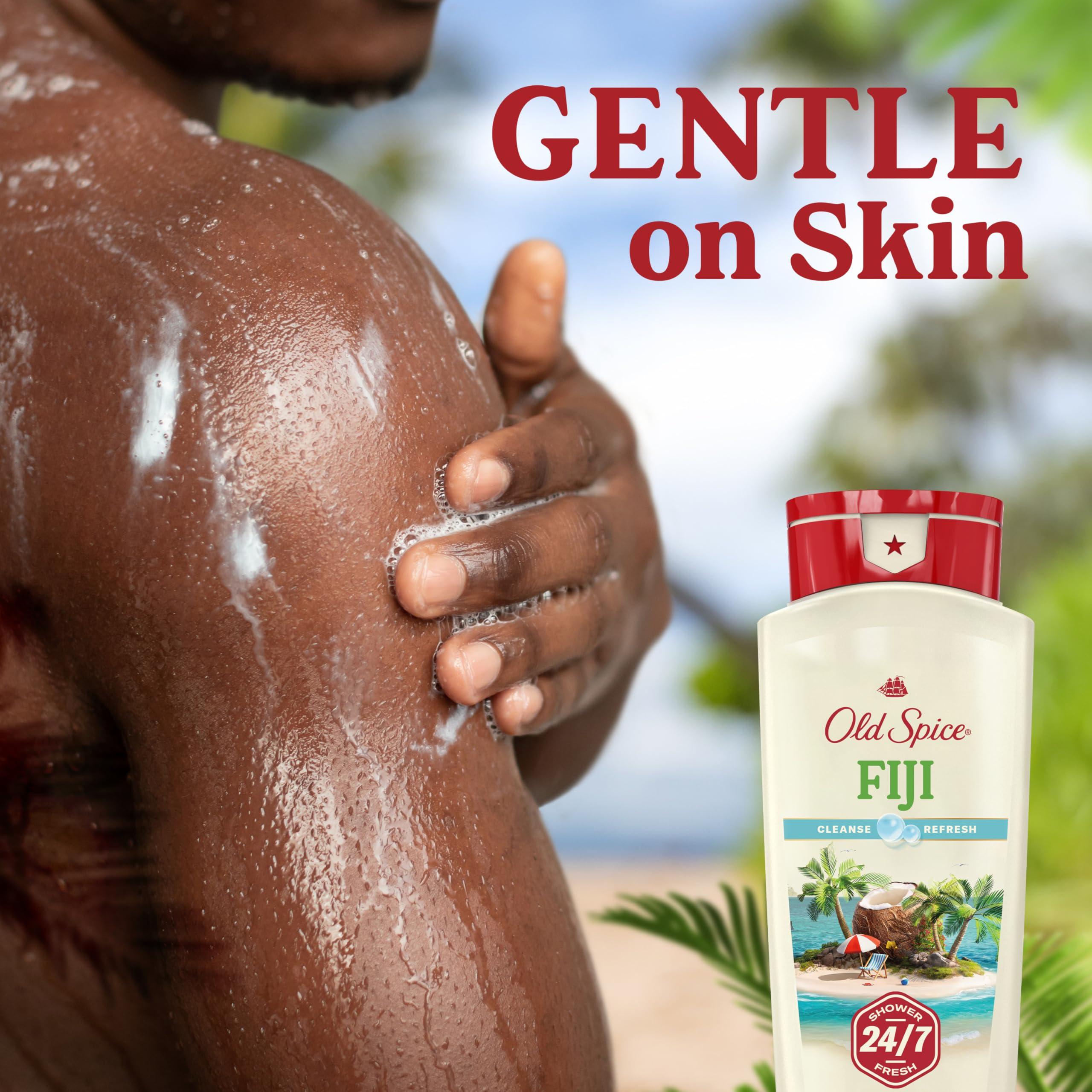 Old Spice Old Spice Body Wash for Men, 24/7 Shower Fresh with Long Lasting Scent, Fiji with Palm Tree Scent, 18 fl oz (Pack of 4)