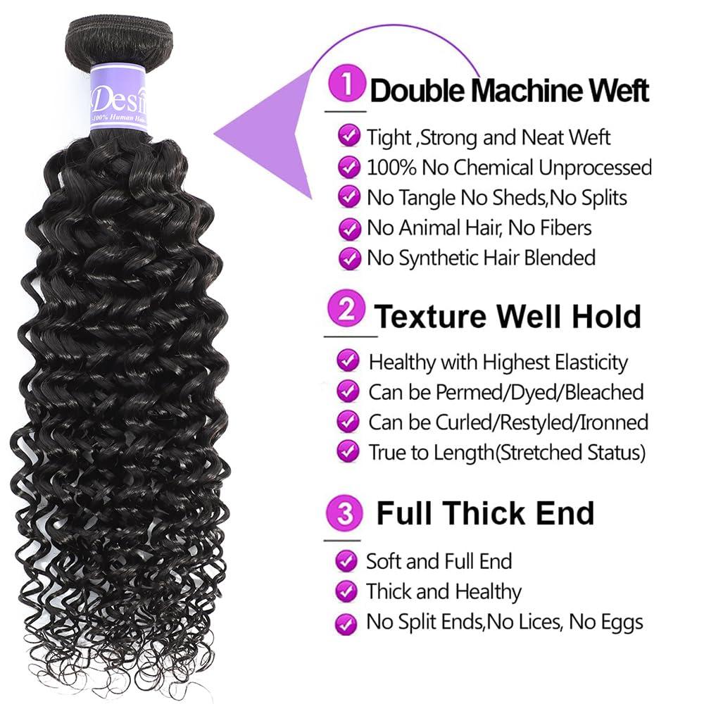 UDesire 10A Brazilian Virgin Curly Hair 1 Bundle Brazilian Curly Virgin Hair Weave 100% Unprocessed Brazilian Remy Human Hair Extensions Natural Black Color(16 inch)
