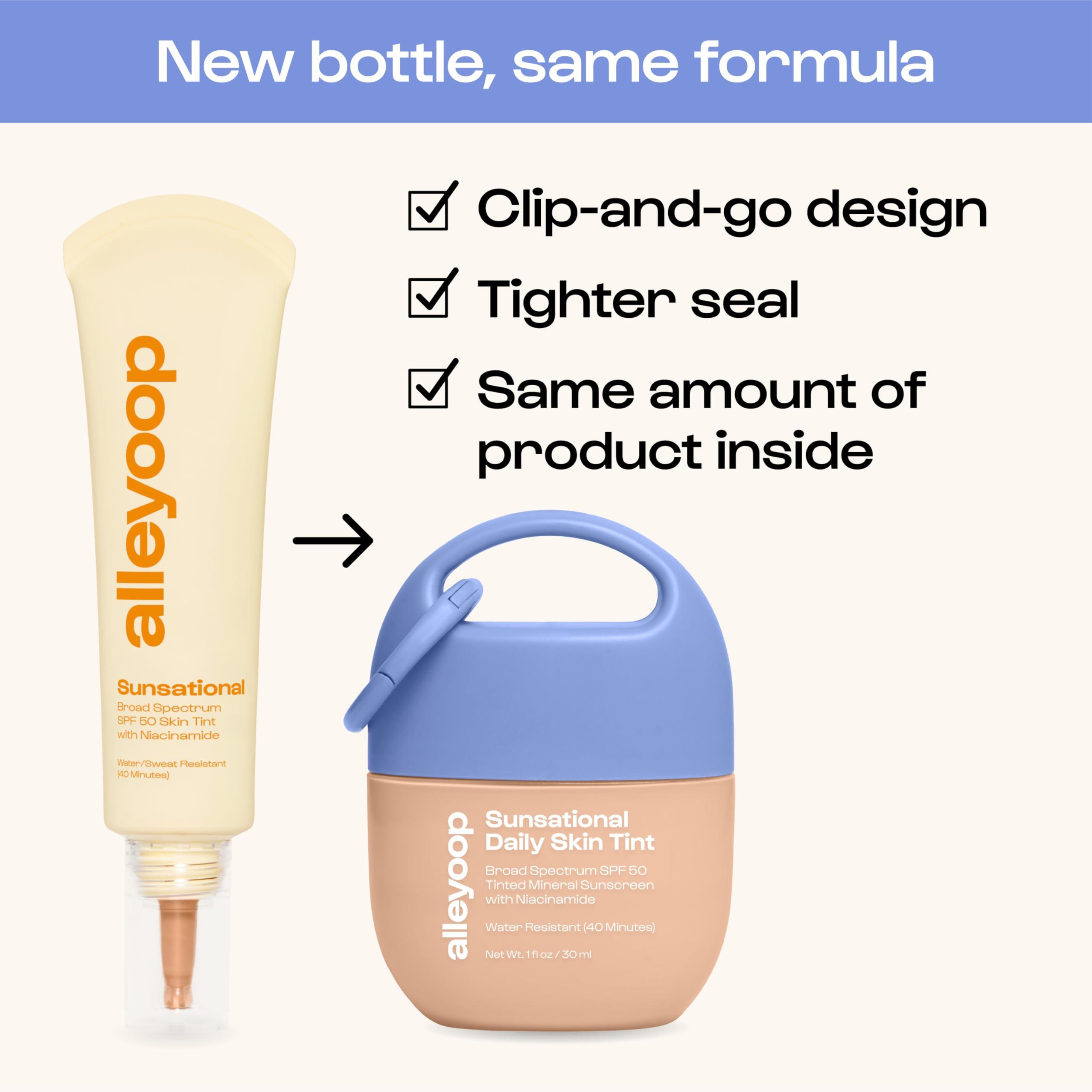 ALLEYOOP Alleyoop Sunsational Tinted Moisturizer Sunscreen for Face Broad Spectrum SPF 50, 100% Mineral Sunscreen with Jojoba, Protects Hydrates and Soothes Skin, Vegan, Cruelty-Free - Glimmer