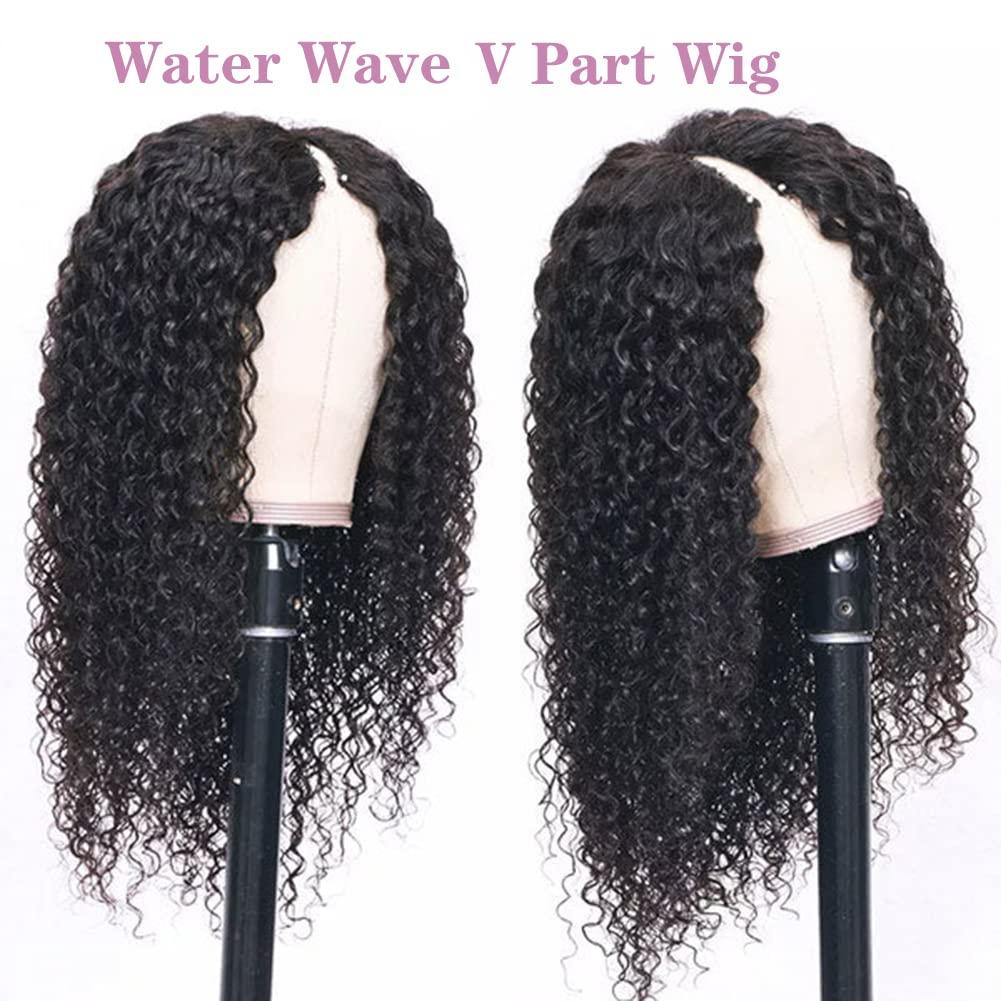ISEE ISEE Hair 18 Inch Water Wave V Part Wig Human Hair No Leave Out Brazilian Glueless Curly Wave Upgrade U Part V Part Wigs for Black Women Human Hair 180% Density Natural Color