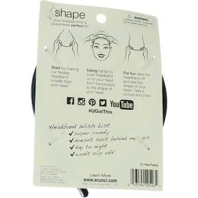 Scunci Scunci The Most Comfortable Headband Ever, Flexible No-Slip Grip, 2-pcs per Pack in Assorted Colors (1-Pack)