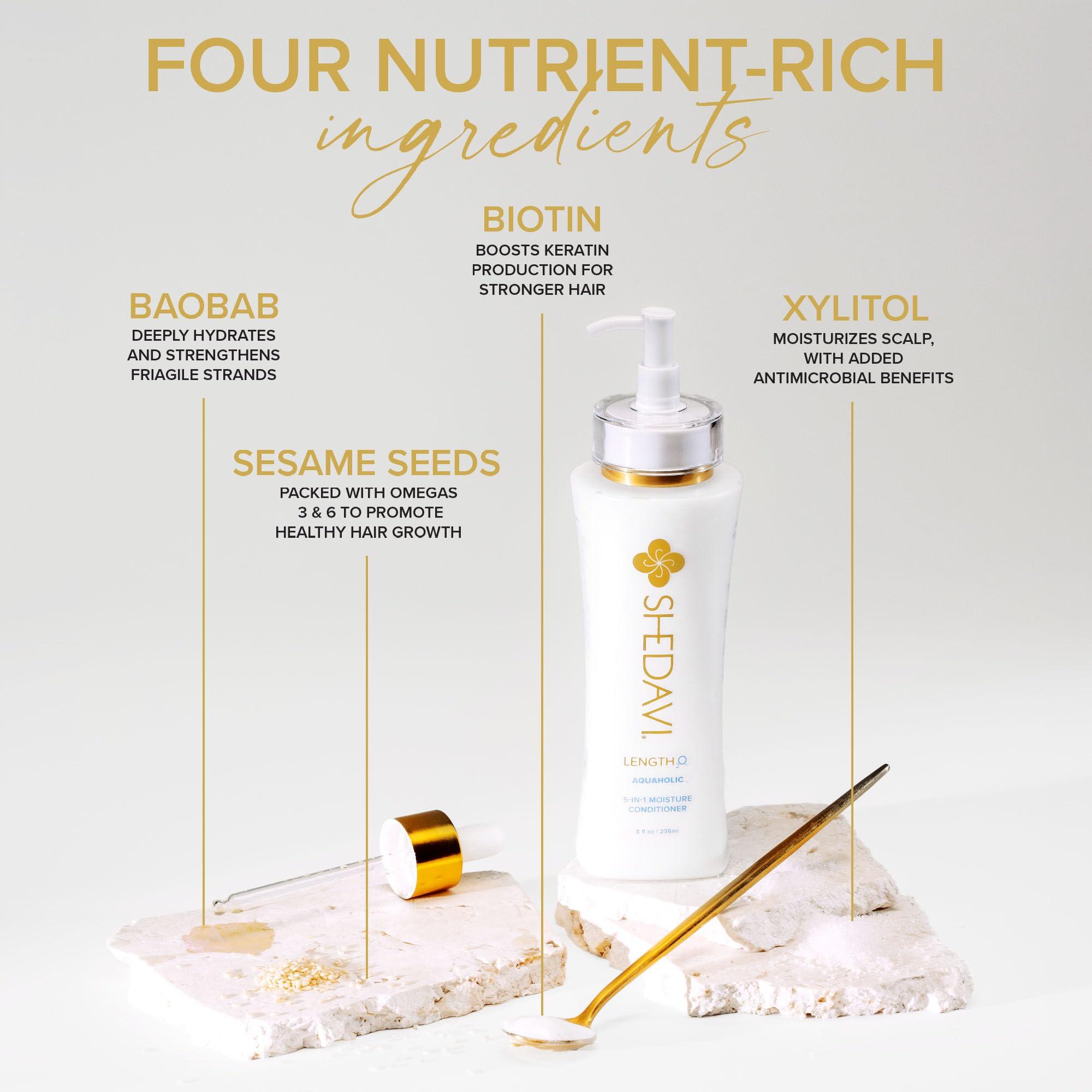 Shedavi Shedavi LengthO Aquaholic 5-in-1 Moisture Conditioner Dry Damaged Hair - Detangling Leave in Conditioner for Women Soften and Moisturize Hair Growth Free from Parabens