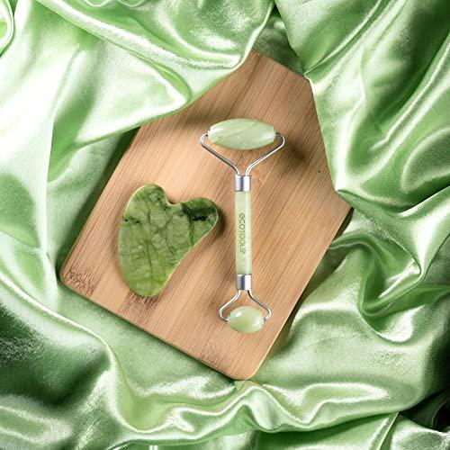 EcoTools EcoTools Beauty Skin Care Tool Jade Facial Roller and Gua Sha Stone Duo, Face Roller and Massager, Skincare and Sculpting Tools, Green, Promotes Healthy Skin, Massager, 2 Piece Set, 1 Count