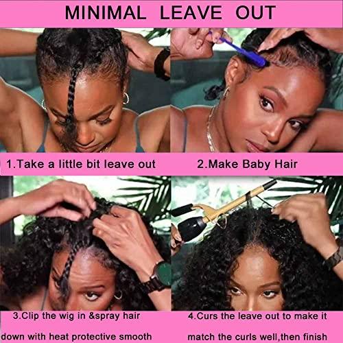 Domiso Domiso 24 Inch Curly V Part Wig Human Hair No Leave Out Thin Part Wig Glueless Wigs Human Hair Pre Plucked U part Wig Beginner Friendly No Sew in No Glue 180% Density