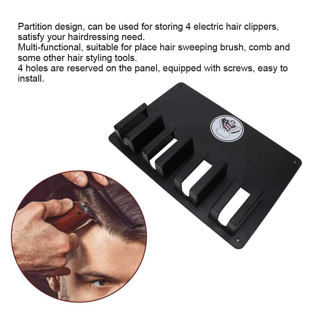 TMISHION Storage Rack Hair Hair Clipper Holder, Clipper Guard Holder Hair Hair Clipper Rack MultiFunctional 4 Holes Wall Mount Hairdressing Tool Storage WallMounted Hair Cutter Brush