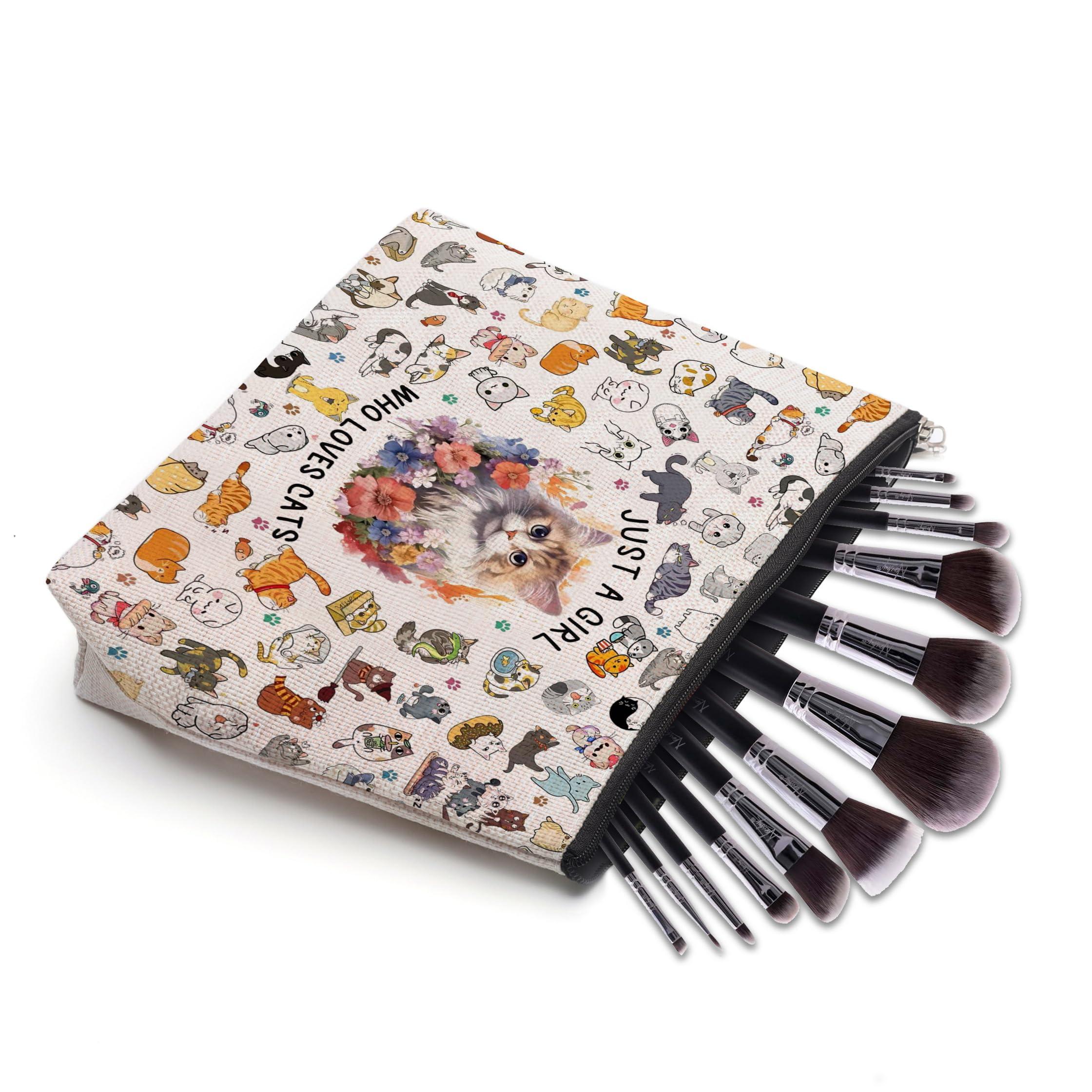 CEASQVAA Cat Gifts for Cat Lovers Makeup Bag, Cat Lover Gifts for Women, Cat Themed Gifts,Cat Mom Gifts for Women, Birthday Christmas Gifts for Cat Mom Cat Lovers, Cat Gift Cosmetic Toiletry Pouch Bag