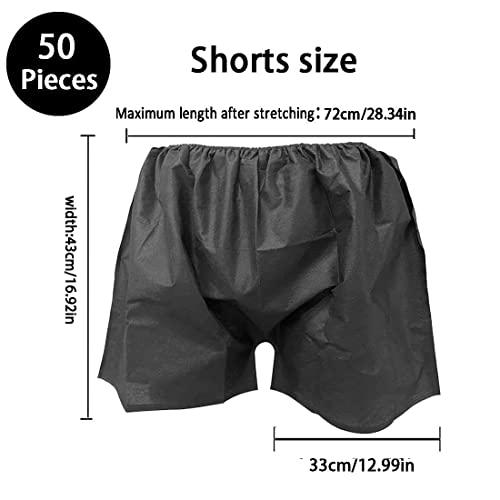 Starrise 50 Pcs Disposable Paper Shorts Medical Salon unisex Black Boxer Shorts Nonwoven Exam Massage Spa Underwear (50pcs)
