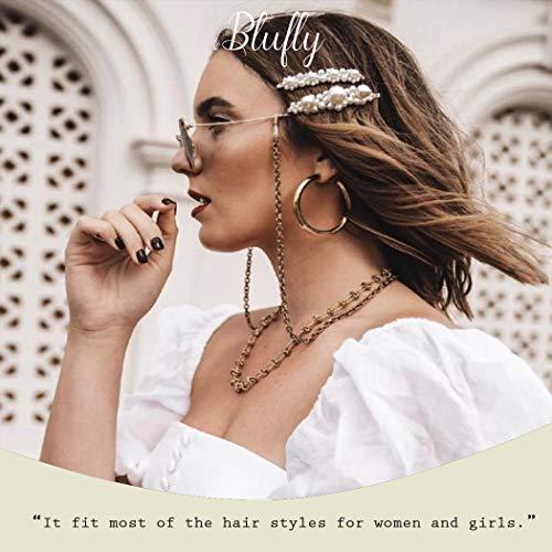 Blufly Blufly Pearl Hair Clips Headwear Gold Bobby Pin Handmade Hair Slides Barrette Boho Styling Tools Jewelry for Women and Girls