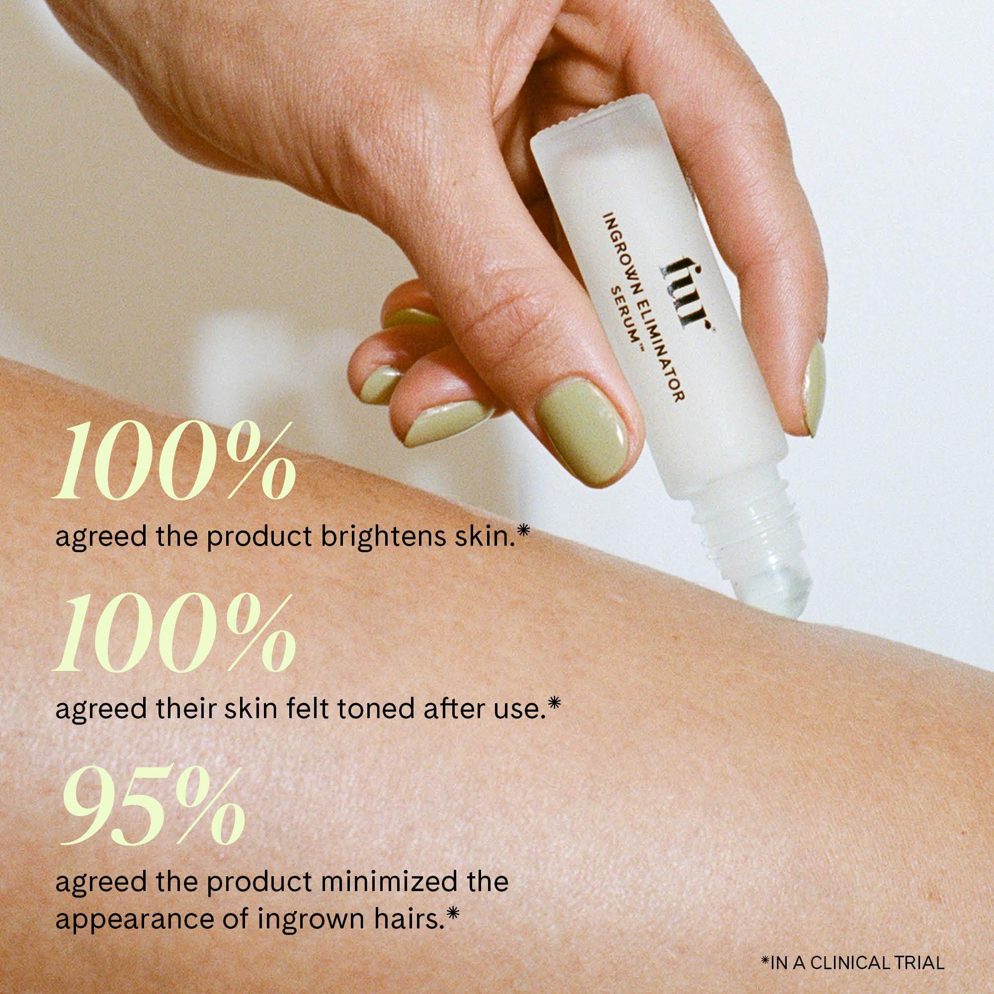 Fur Fur Ingrown Eliminator Serum Rollerball Travel Size - Powerful Ingrown Hair Treatment Serum With AHAs and BHAs to Treat and Prevent Ingrown Hairs and Bumps, Hydrates and Soothes Irritated Skin - 10 ml