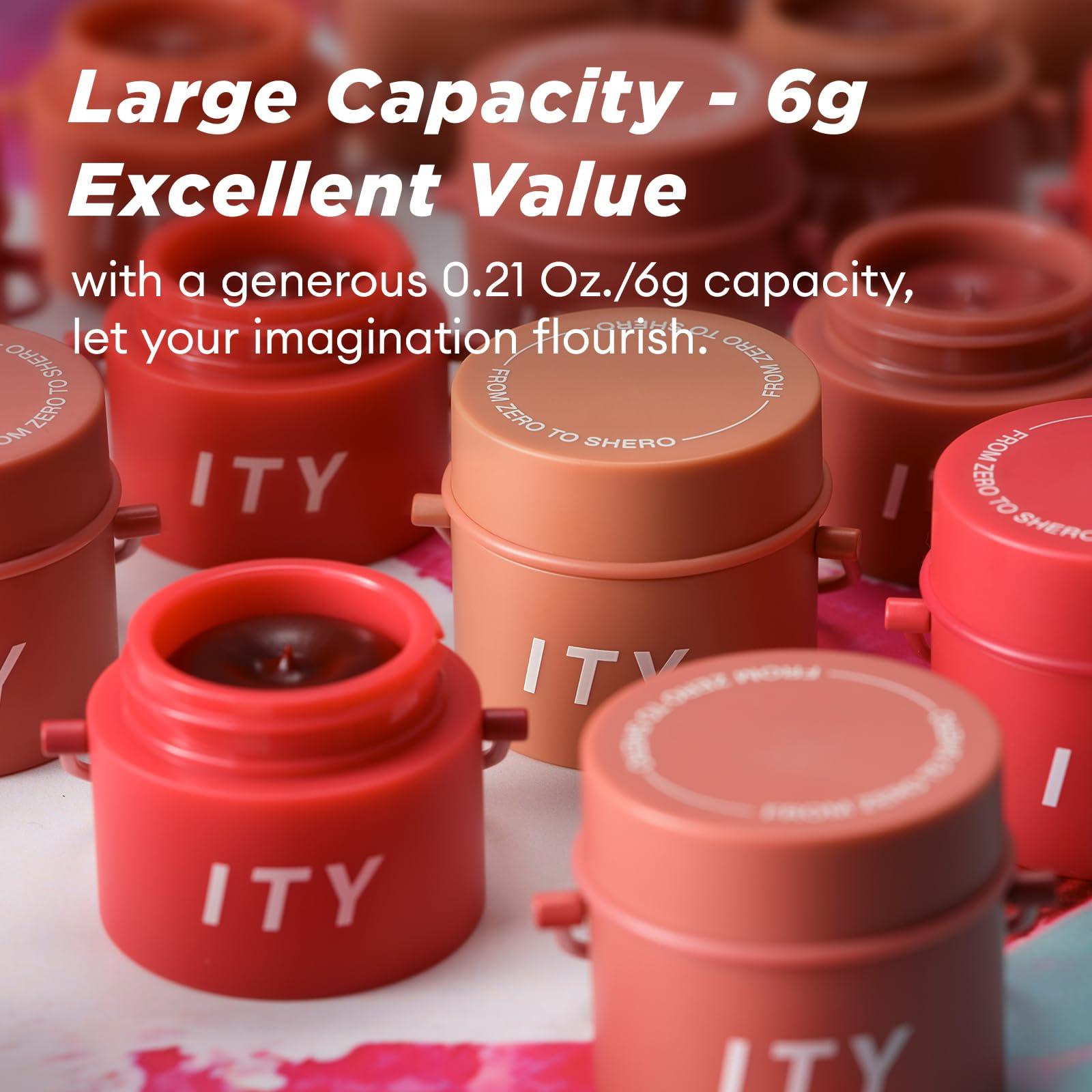 ITY ITY Velvet Matte Finish Lip Stain-Mousse Textured Pudding Pot Lip Clay with Brush, Nude Shade, Dual-Use as Lipstick and Blush, Conceals Lip Lines, Rich Pigment, 0.21 oz (6g) in Sandalwood Rose