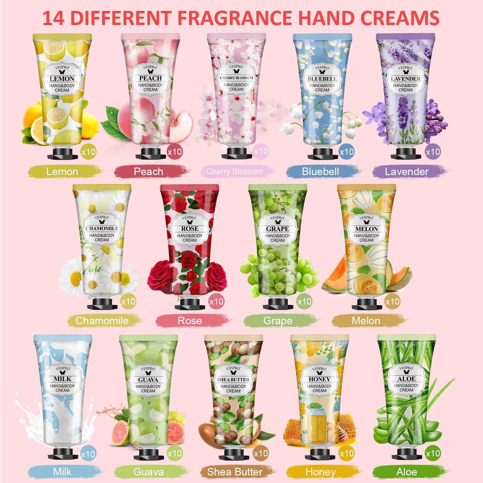 VESPRO VESPRO 140 Pack Hand Cream Gifts Set For Women, Mothers Day Gifts for Mom, Hand Lotion Travel Size for Dry Cracked Hands, Mini Hand Cream Bulk for Nurse Gifts and Teacher Appreciation Gifts