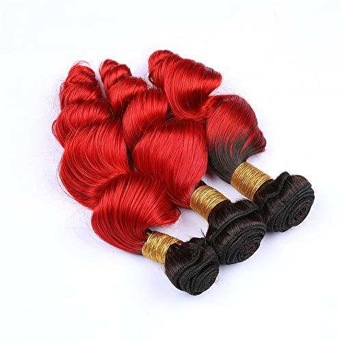 General Malaysian Ombre Loose Wave Bundles with Closure Frontal Loose Wavy Mixed Length 13 with 4 Inches Virgin Ombre Hair Bundles with Closure #1B/#Red