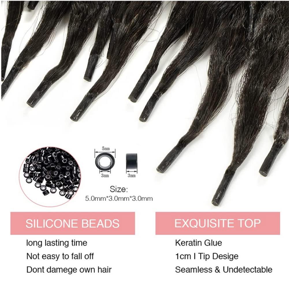 Kiss darling LASHES I Tip Human Hair Extensions Kinky Straight I Tip Hair Extensions Italian Coarse Curly I Tip Real Human Hair Extensions for Black Women Cold Fusion 100G 100Strands/Pack 16 Inch