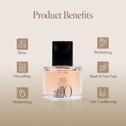 ANILLO Black Tea Nourishing Hair Essence with Green Tea, Protein & Biotin for Nourishment and Shine, Creamy Woody Scent, Paraben-Free (50ml / 1.69 fl. Oz)