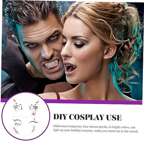 MERRYHAPY MERRYHAPY 2 Sheets Halloween Temporary Tattoo Stickers Makeup Face Tattoos Skin-Friendly Rhinestone Design for Party Favors