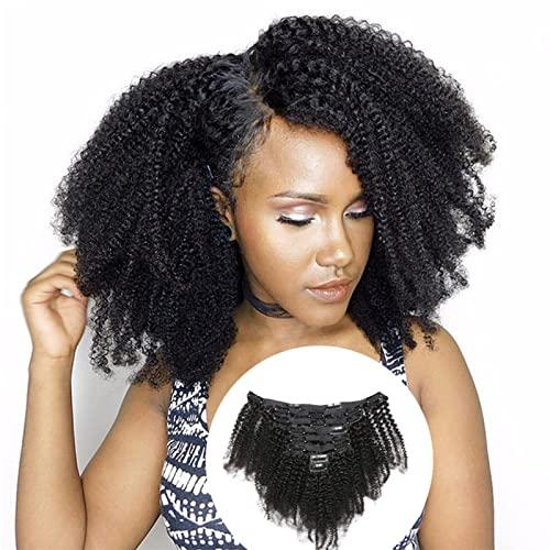 Luovce Luovce Clip in Hair Extensions Real Human Hair Afro Kinky Curly Natural Colour 8PCS 115-120 Grams 12 inches